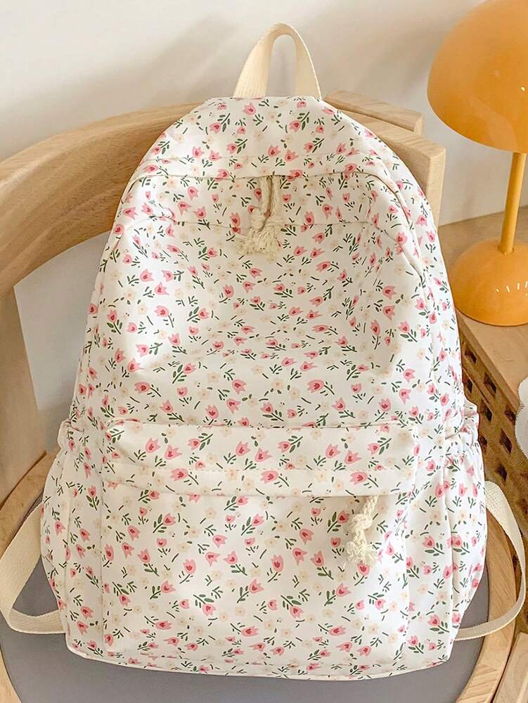 Floral Pattern Backpack 15.6 Inch Laptop School Bag Lightweight Travel Student Backpack Large Capacity Fresh Cute Casual Daypack Gift
