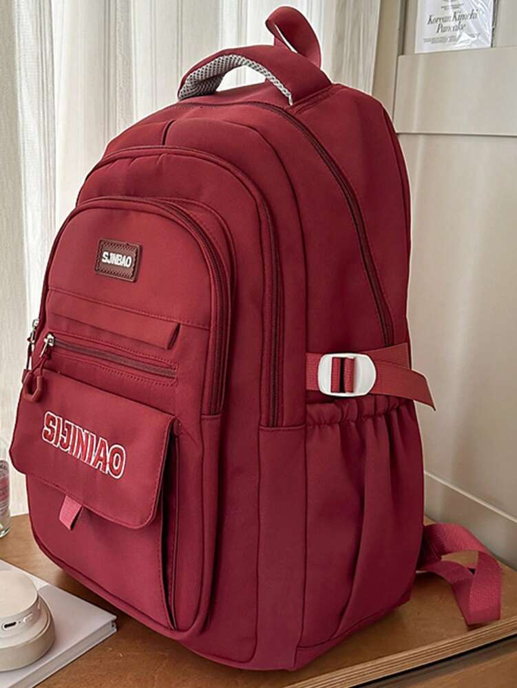 Versatile Large Capacity Nylon Student Backpack Waterproof Outdoor Lightweight Casual School Bag No Pendant College Travel Daypack