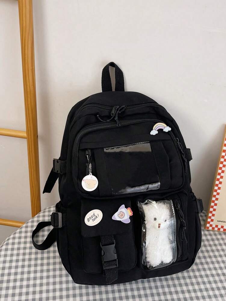 High Capacity Student Backpack With Cute Ins Style Design Practical Casual School Bag For Teen Girls Boys Fashion Daily Use Daypack