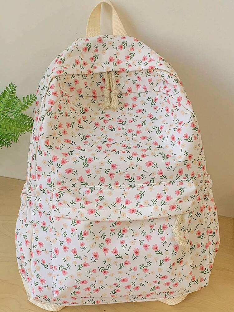 Floral Pattern Backpack 15.6 Inch Laptop School Bag Lightweight Travel Student Backpack Large Capacity Fresh Cute Casual Daypack Gift