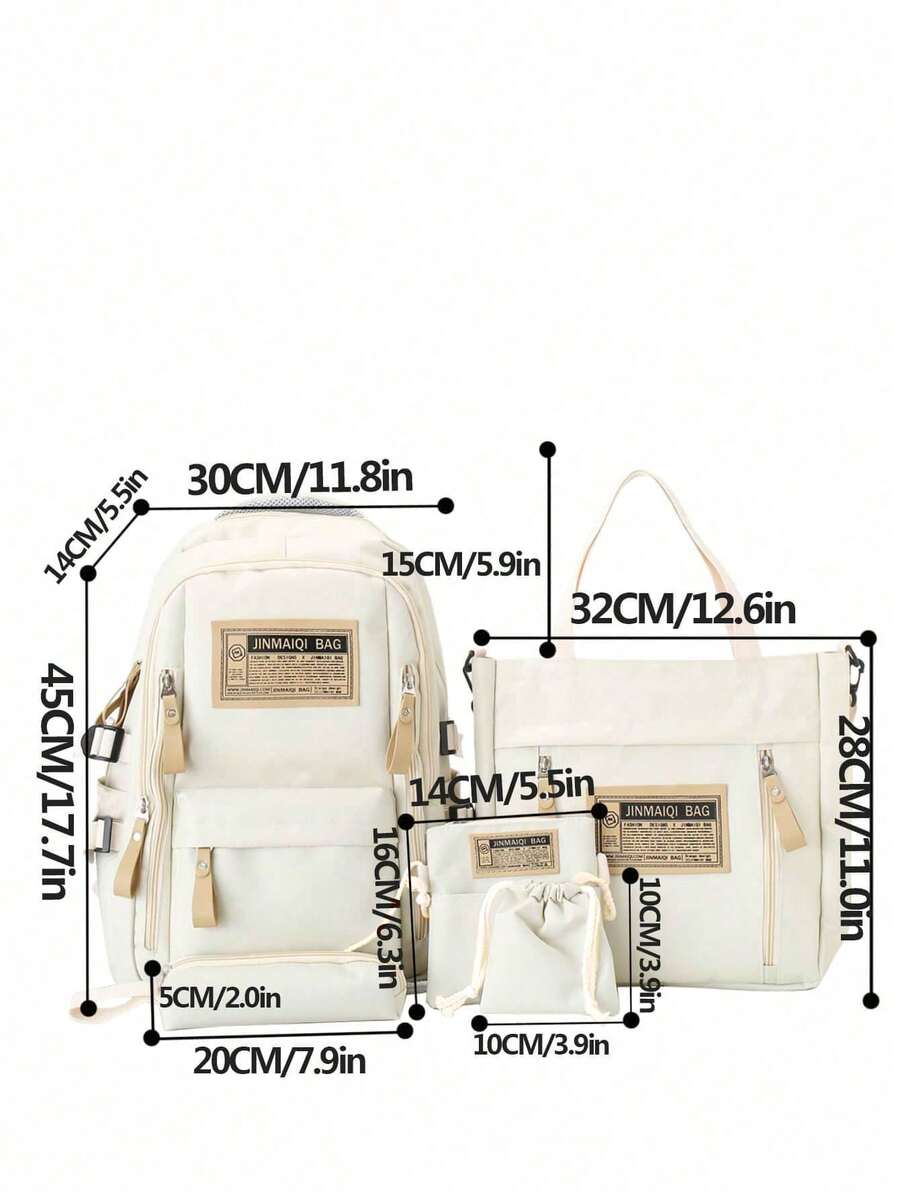 5pcs School Backpack Set With Laptop Compartment Classic Basic Multi Piece Student Bag Handbag Crossbody Coin Purse Pencil Case