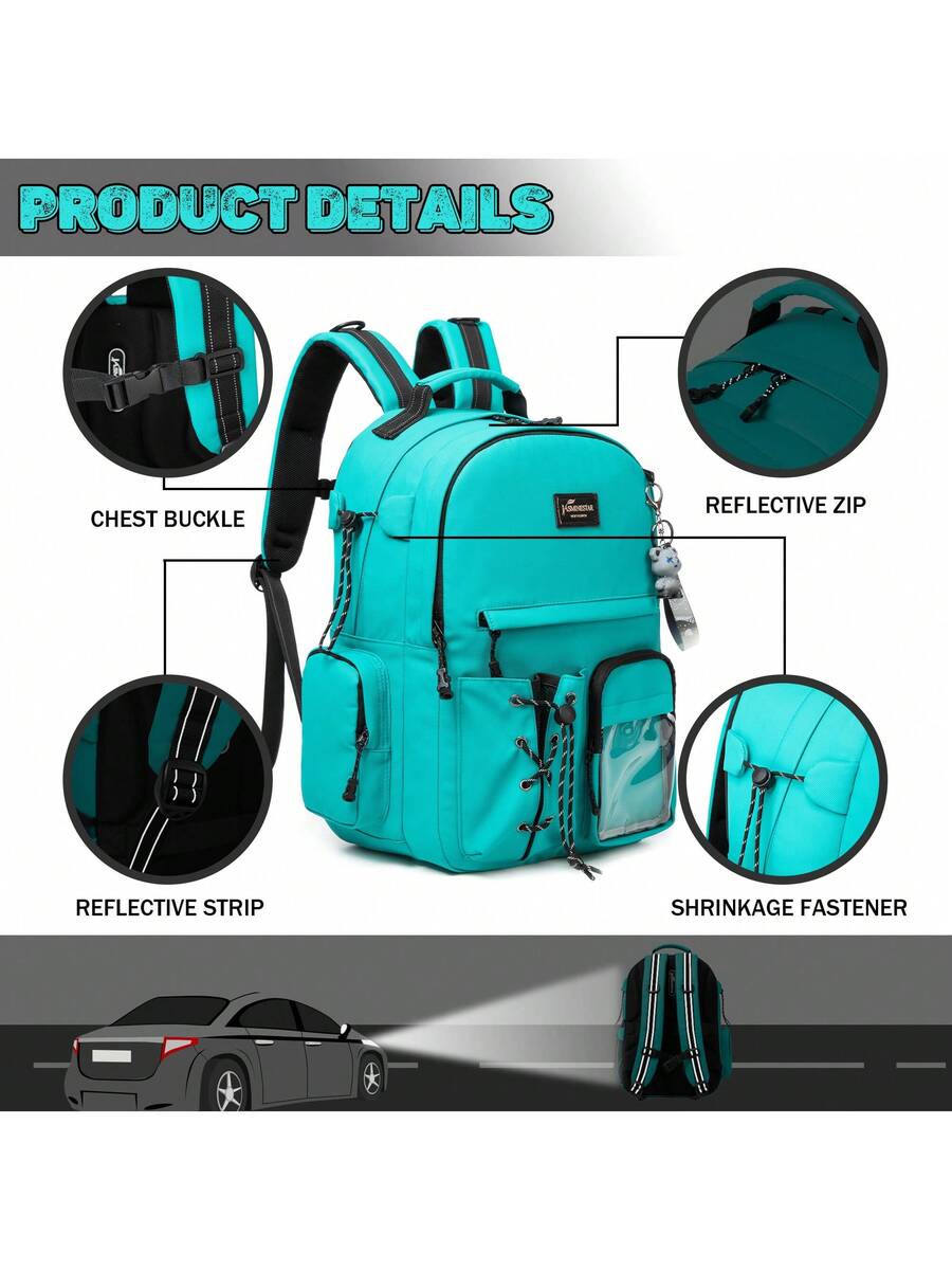 3pcs Multi Pocket Student Backpack Set For Girls Boys Includes School Bag Lunch Box Pencil Case Casual Leather Bookbag Travel Everyday