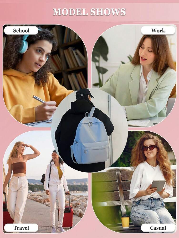 Waterproof School Backpack For Teen Girls Boys Simple Casual Laptop Bag Lightweight College Student Daypack Travel Bookbag Aesthetic