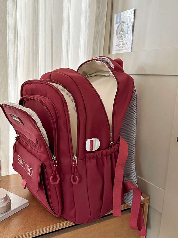 Versatile Large Capacity Nylon Student Backpack Waterproof Outdoor Lightweight Casual School Bag No Pendant College Travel Daypack
