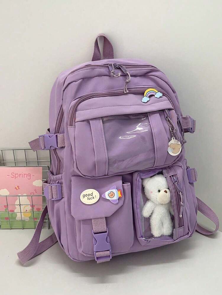 High Capacity Student Backpack With Cute Ins Style Design Practical Casual School Bag For Teen Girls Boys Fashion Daily Use Daypack