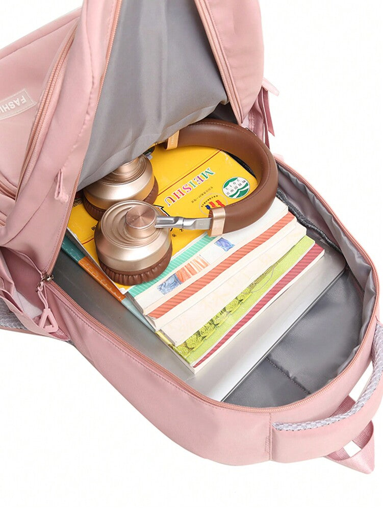 Large Capacity Lightweight Student School Backpack With Accessory Charm Casual Bookbag For Middle High School Boys Girls Daily Use